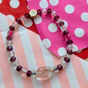 Purple Beaded Valentine's Day Stretch Bracelet